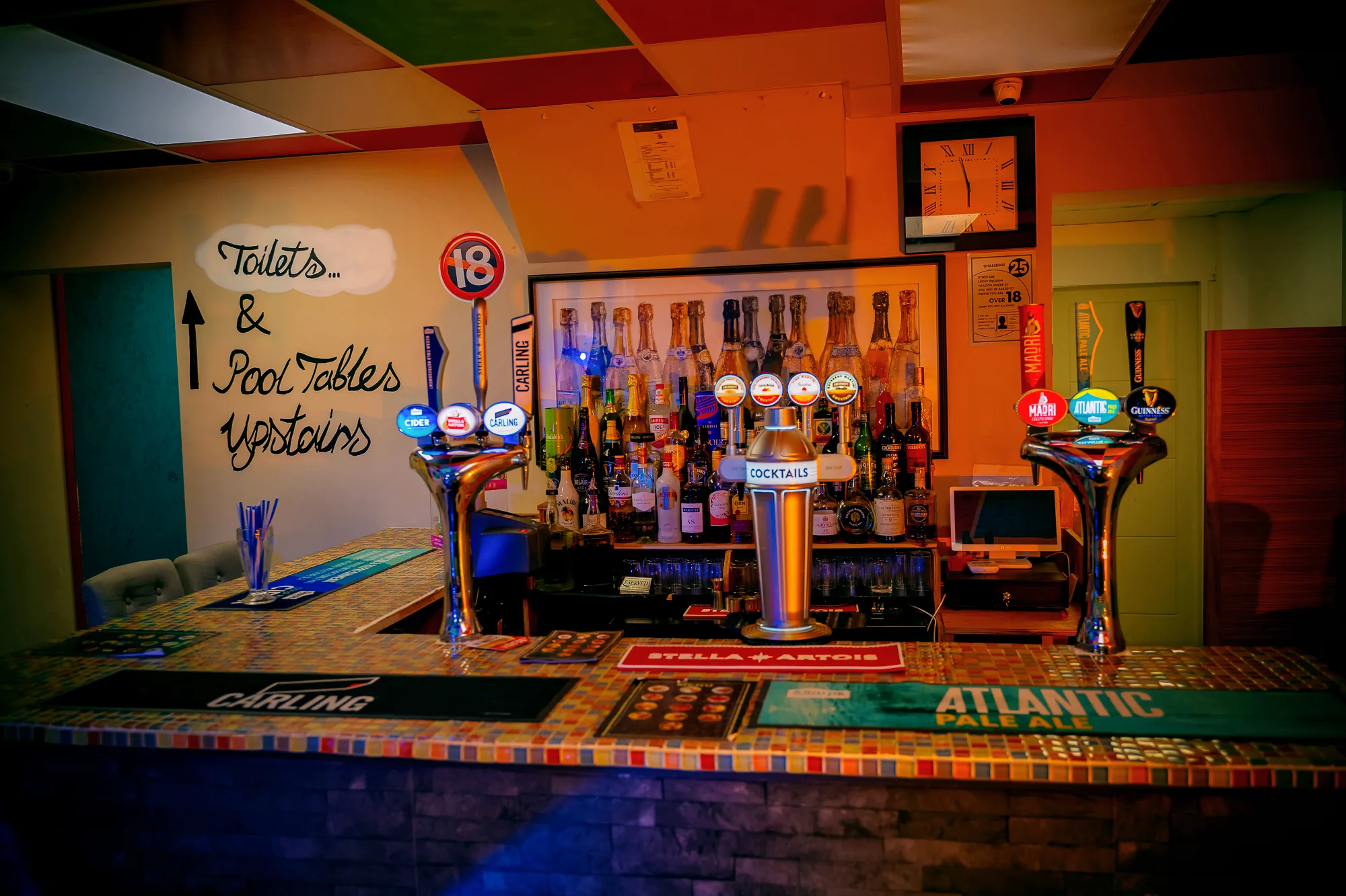 Drinks behind the bar